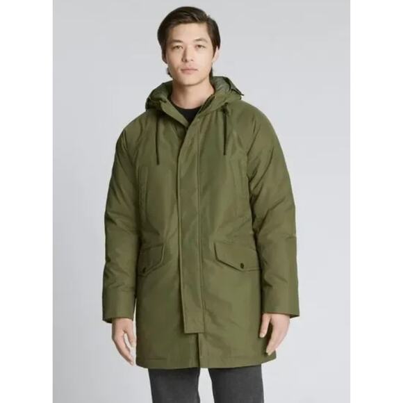 Everlane renew green long parka coat